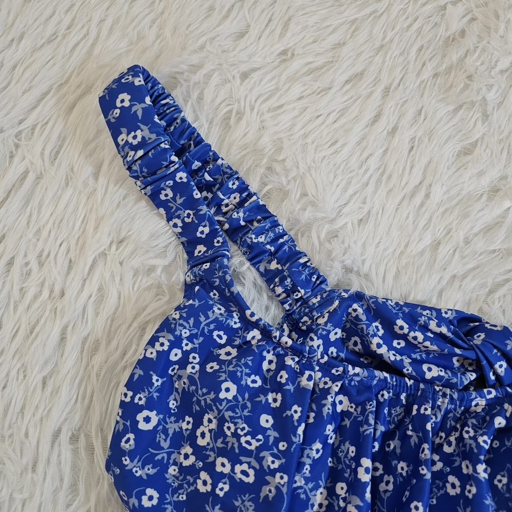 Elegant Blue Floral Women's One-Piece Swimsuit Size M - Picture 3 of 13